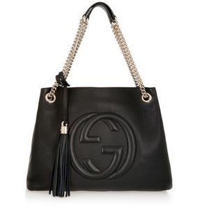 Gucci soho embossed interlocking G black bag